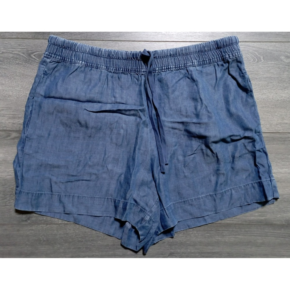 Hilary Radley Pull On Shorts Womens Large Blue Chambray Lyocell D6141GW-E2212A